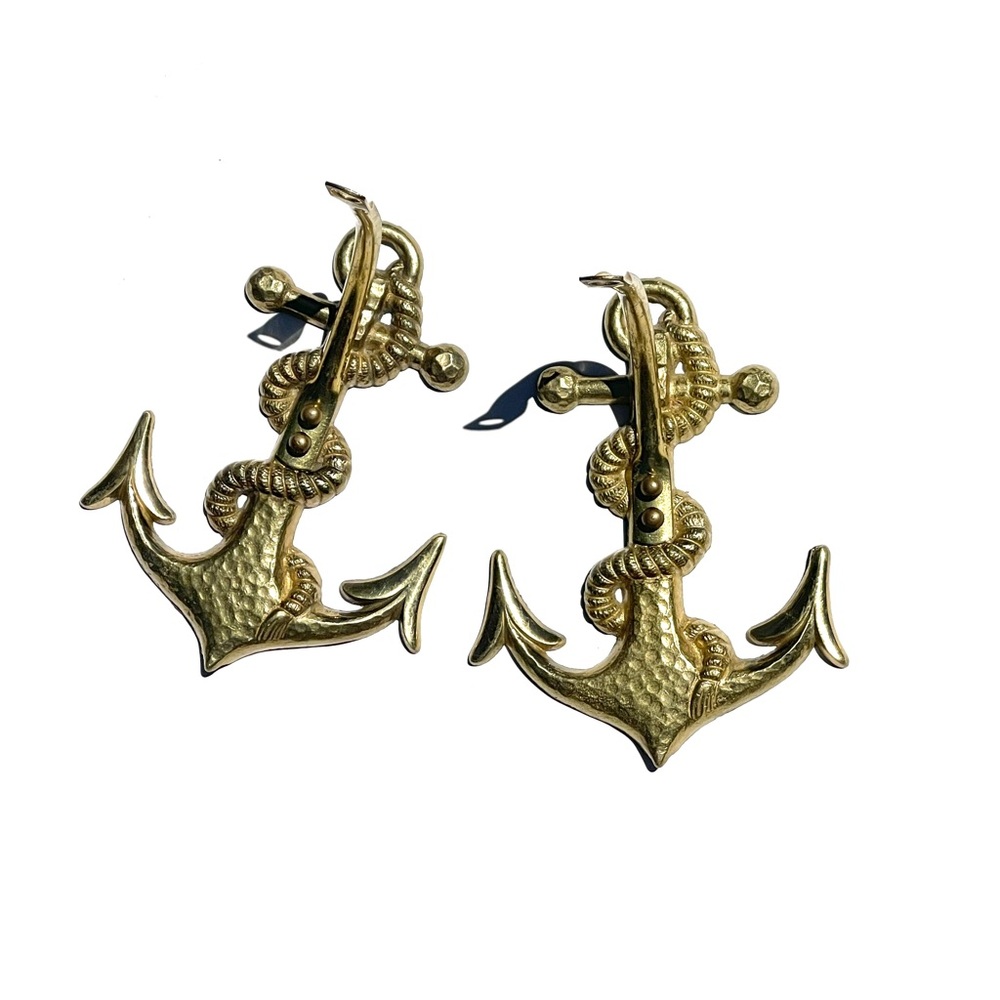 Vintage Nautical Anchor Shelf Brackets: Coastal Beach House Decor - Set of 2